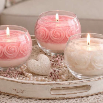 Sfera di vetro con rose con cera gel